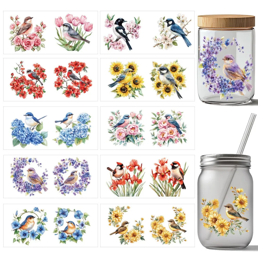 

PVC DIY Heat Transfer Paper for UV Sublimation Cup Bird 110x240mm 10 style 1pc/style 10pcs/set