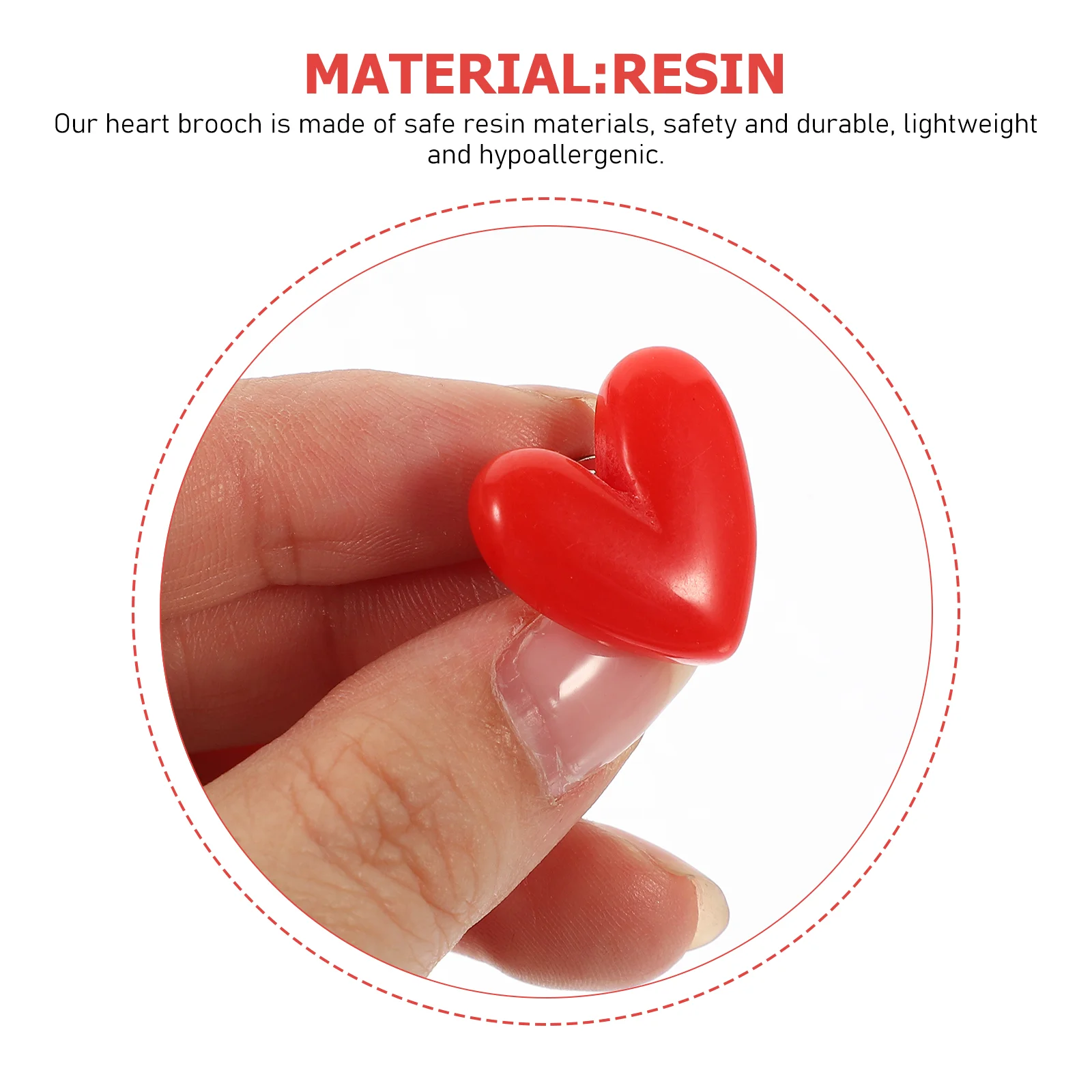 12 Pcs Red Heart Brooch Valentine Clothes Pins for Hats Japanese and Korean Resin Lapel Clothing Badge Nurse Gift