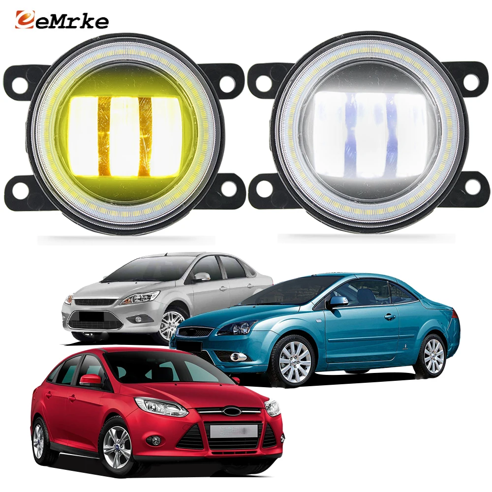 

2in1 Led Angel Eye Daytime Running Lights + Lens Fog Lamp for Ford Focus 2 II DA DB CB4 Focus RS/ST 2008 2009 2010 2011