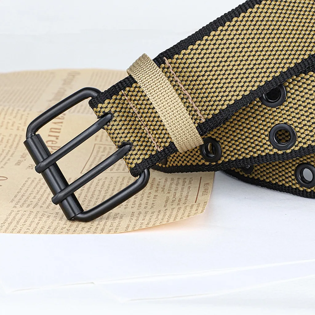 Casual Canvas Belt Canvas Matte Metal Buckle Belt Adjustable Webbing Belt  For Sports Fitness Work Tactical Use