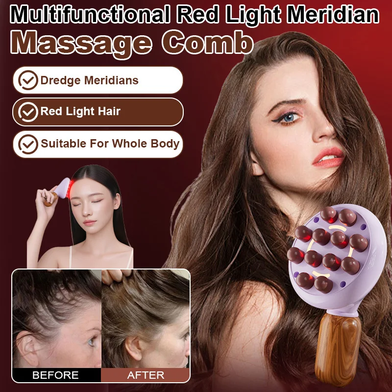 

Unblock the meridians massage Comb Improve scalp health Warm Massage Portable Red light irradiation technology gua sha device