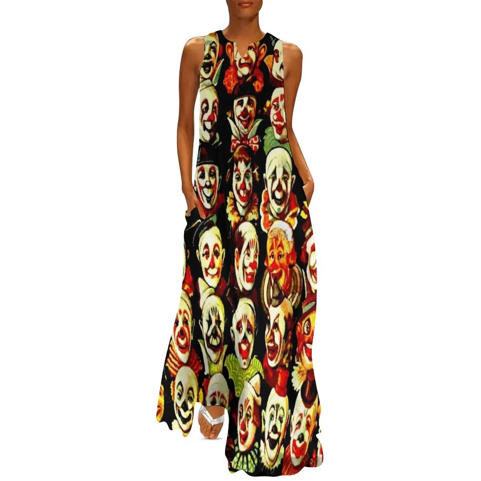 

CLOWNS CONFERENCE Vintage Circus Poster Print Long Dress elegant women's dresses sale Elegant gown Dress