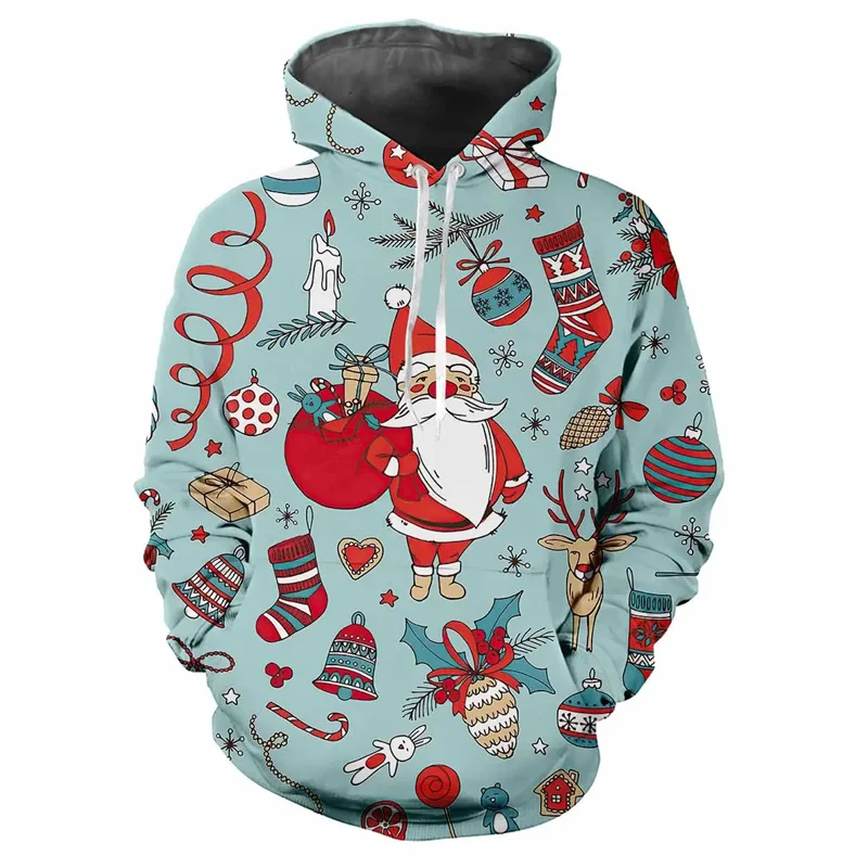 Fun Christmas Sweatshirts Fall Winter Men\'s Long Sleeve Holiday Party Gift Pullover Happy Hooded Pullover Oversized loose