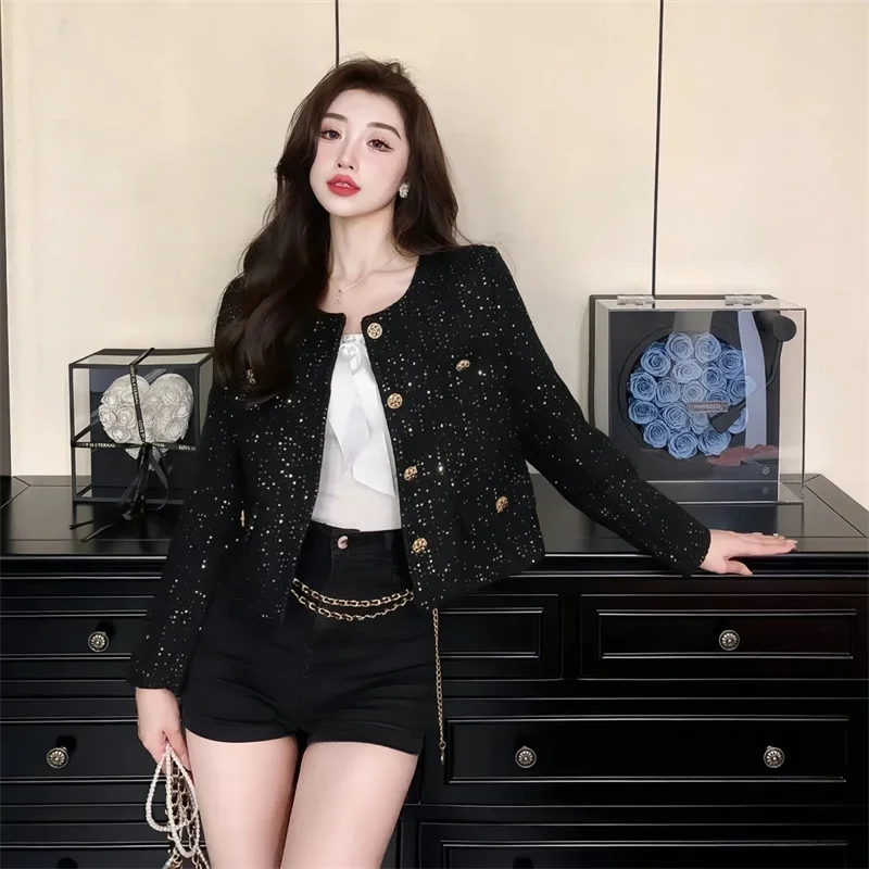 Xiaoxiangfeng abrigo mujer 2025 primavera otoño nueva chaqueta de Tweed moda coreana prendas de vestir exteriores temperamento alta calidad señoras abrigo Top