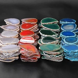 1PC Natural Agates Geode Slice NO Hole Onyx Reiki Healing Quartz Stone For Home Decoration Wedding Name Cards DIY Gifts 50-80mm