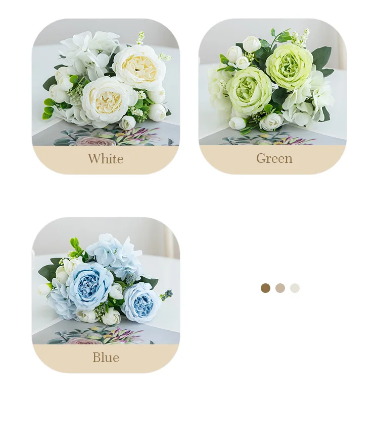 Künstliche Blumen Seiden-Hortensien Pfingstrosen für Außenbereich Garten Hochzeit Brautstrauß Festival Heim Büro Vase DIY Fotografie-Requisite Dekoration – Detail 6