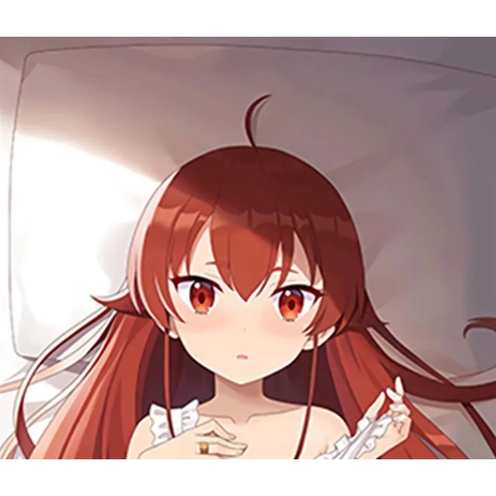 Eris Dakimakura Pillowcase Fiery Crimson Long Hair Headband Girl Peach Skin Cushion Cover
