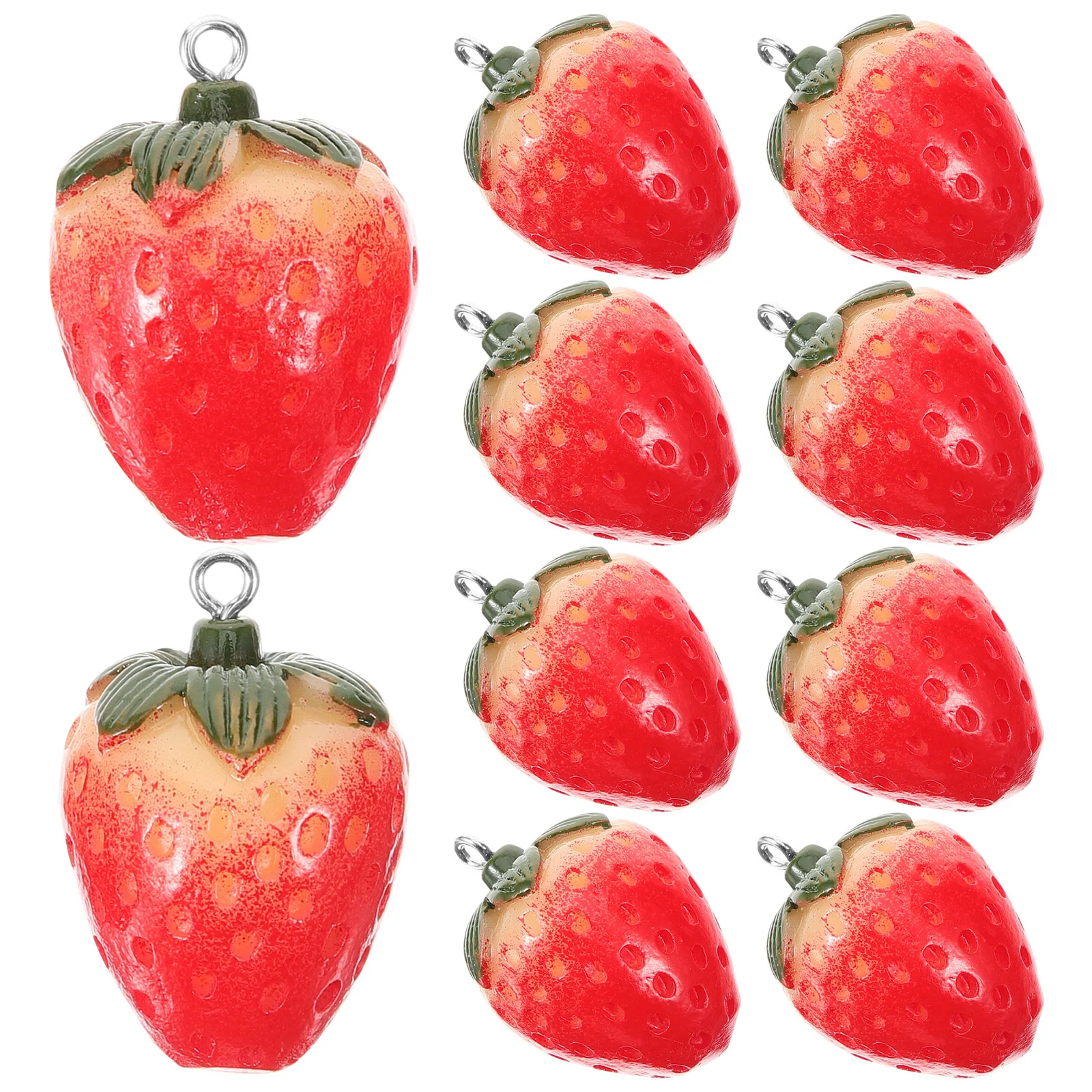 

10 Pcs Simulation Strawberry Pendant DIY Charm Bracelet Jewelry Pendants Resin Necklace Charms