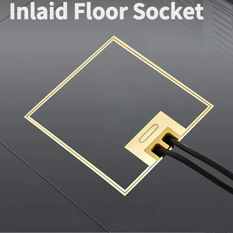 Ultra-thin 304 Stainless Steel Concealed Floor Socket - Waterproof and Built-in EU Socket for Flat Surface 130mm X 130MM