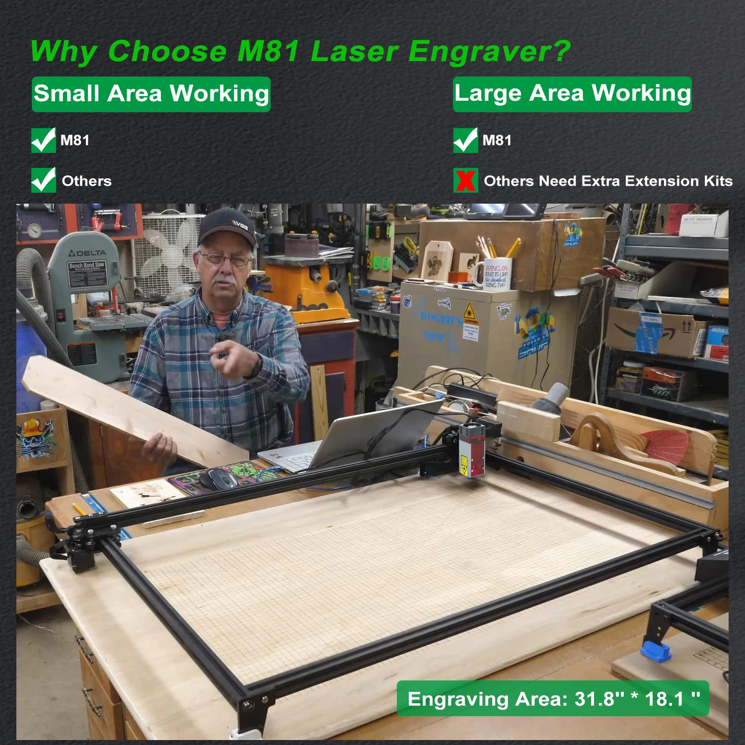 ZBAITU-WiFi M81 Laser Gravador Máquina, Atualização Arraste Cadeia, Bomba de Ar Assistida, 130W Potência, DIY CNC Cortador de Madeira, Ferramentas