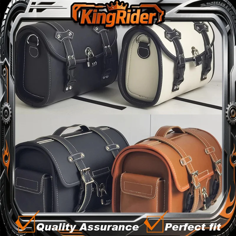 Motorcycle Multi-Purpose Folding Backrest Luggage Rack Leather Travel Bag Side Saddlebag Bracket Fit For Benda Dark flag 450 500