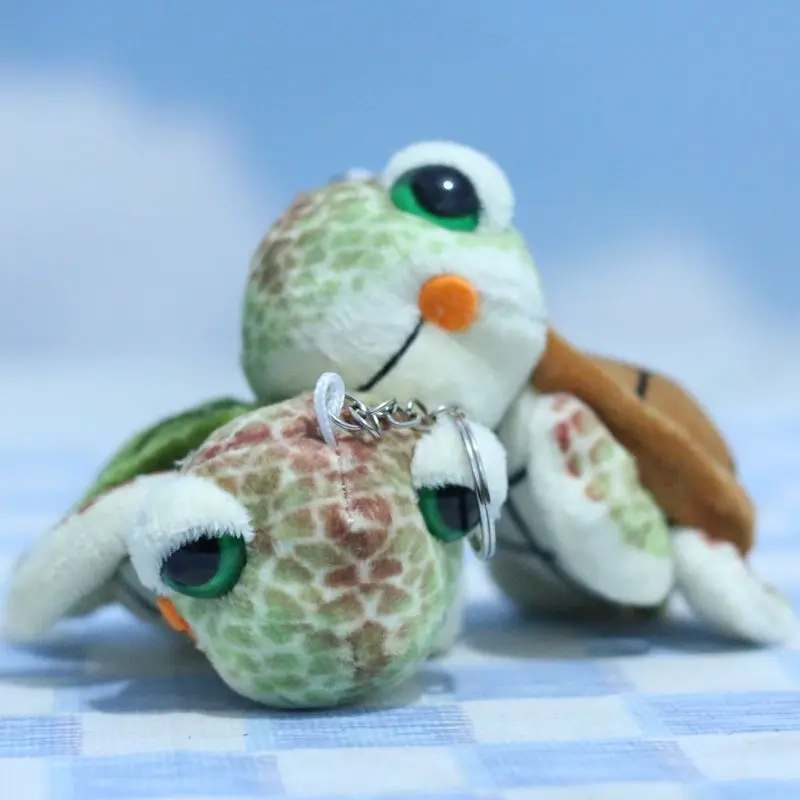 Stuffed Animals Plush Marine Animal Style Cute Simulation Turtle Pendant Backpack Key Chain Creative Brithday Gift for Friend