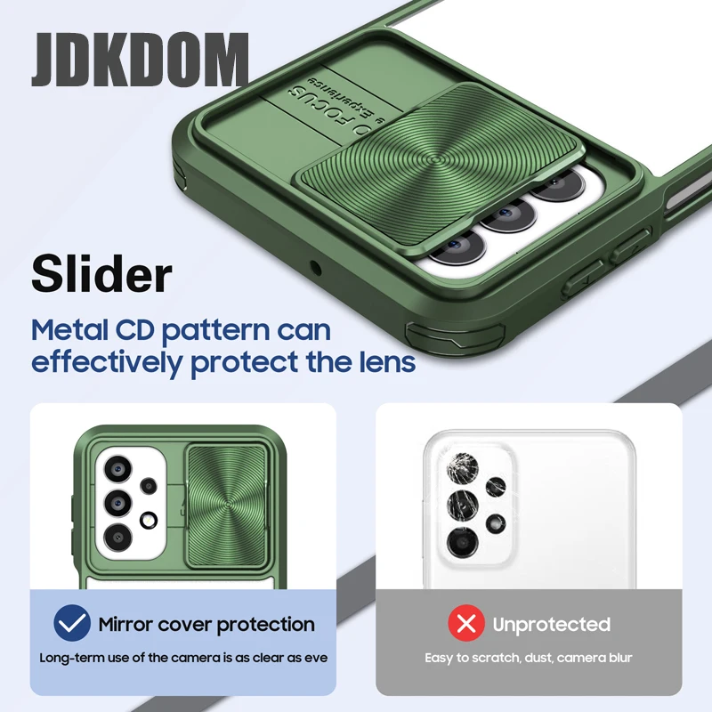 JDKDOM الشريحة دفع نافذة شفافة حقيبة لهاتف سامسونج غالاكسي A73 A54 A53 A52 A34 A25 A35 A55 A16 A26 A36 A56 A05 A05S غطاء