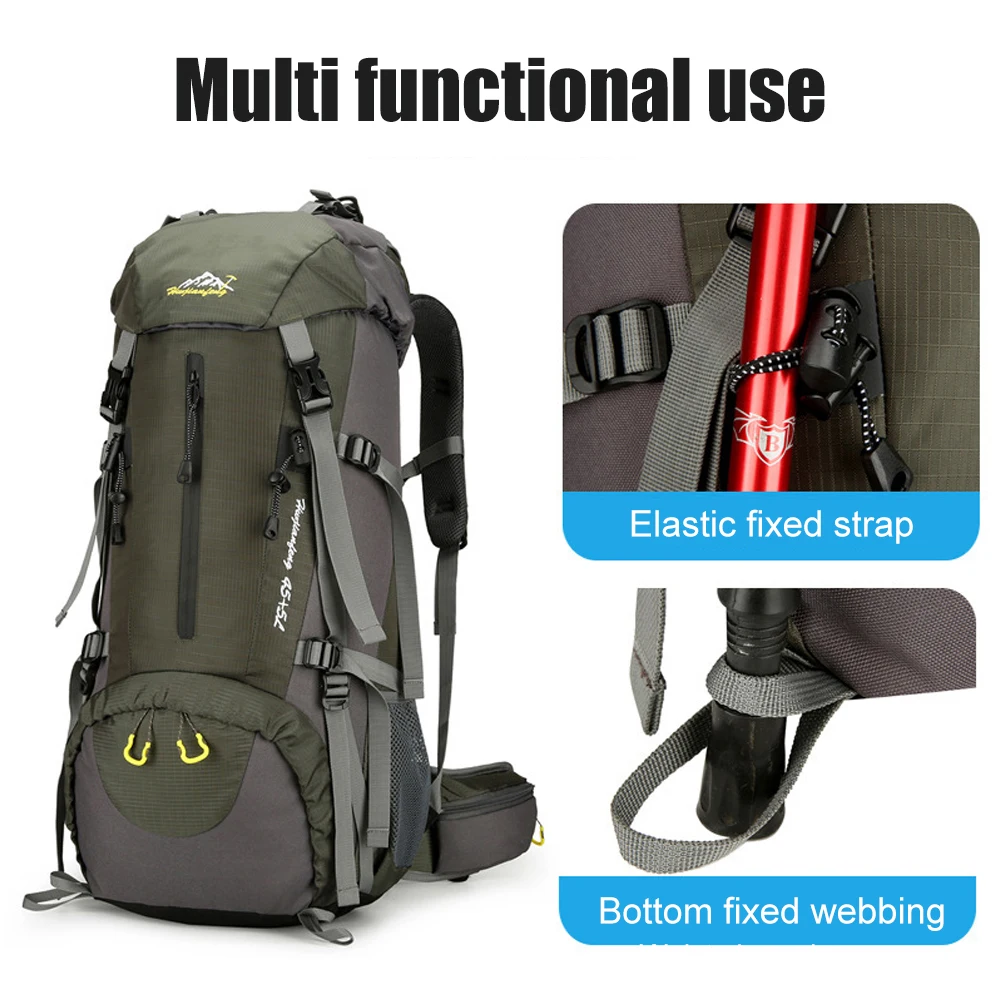 1PCS 50L Hiking Backpack, Water Resistant Lightweight Outdoor Sport Daypack Travel Bag for Camping Climbing Skiing Cycling