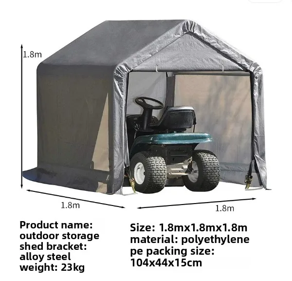 Outdoor motorcycle shed - a shelter that protects from rain, dust and sun, and is also a storage area.