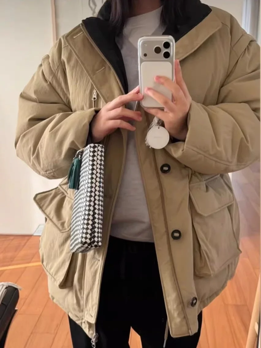 Al aire libre Casual Du down Jaet de longitud media extraíble Sve Abrigo con capucha Cálido Sli Señoras Faion Ropa de abrigo de invierno