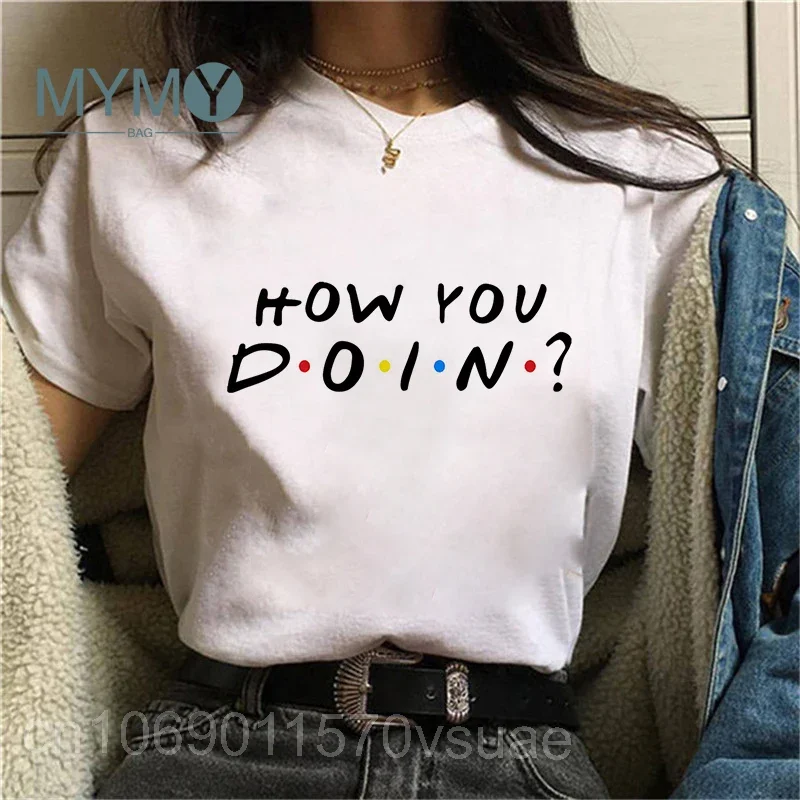 Old Friends Show Women Tops Plus Size Clothes Harajuku Summer 90s T-Shirts Short Sleeve Streetwear Fashion White Tees for Female