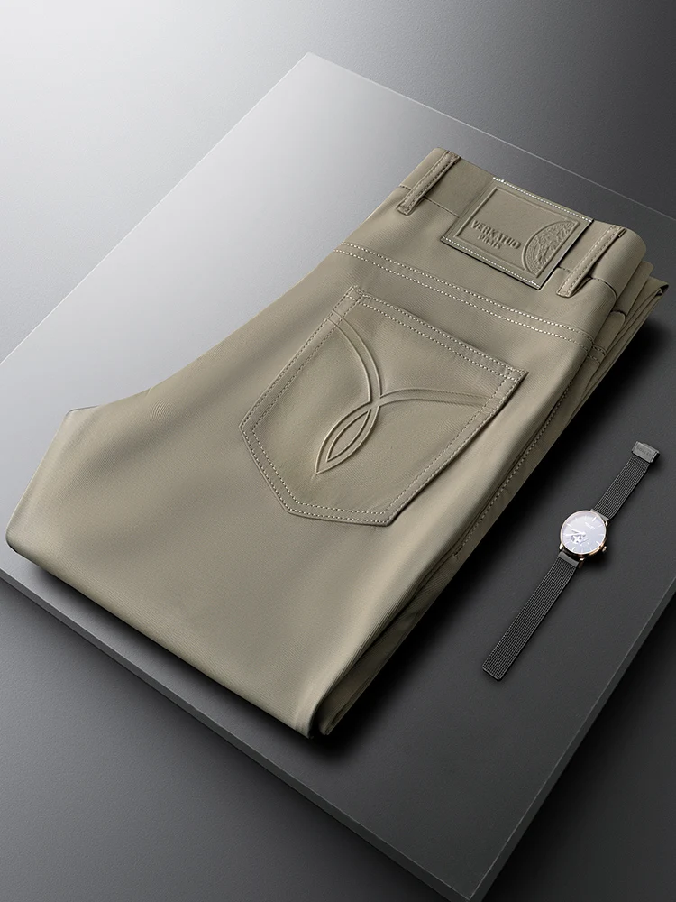 

Мужские повседневные брюки цвета хаки, облегающие, модные, с цветочным принтом, тонкие, летние, деловые, прямого кроя, повседневные, T...