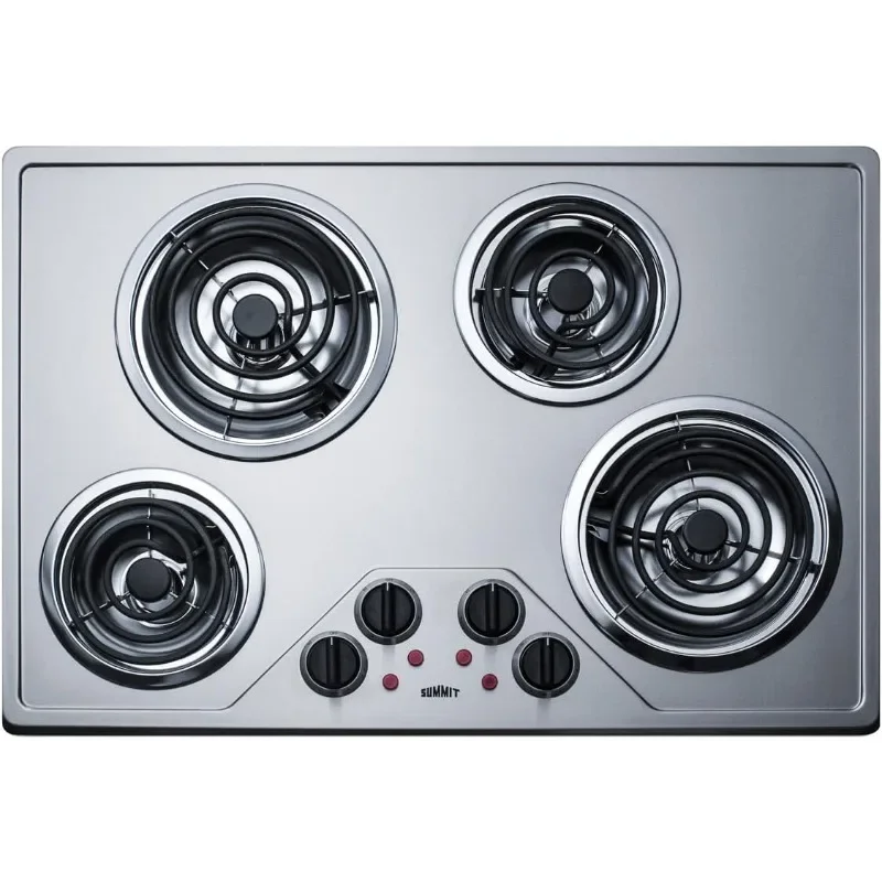 Cooktop elétrico de 30" com 4 queimadores, fogão elétrico com bobina de 230 volts, compatível com ADA, aço inoxidável - CR430SS