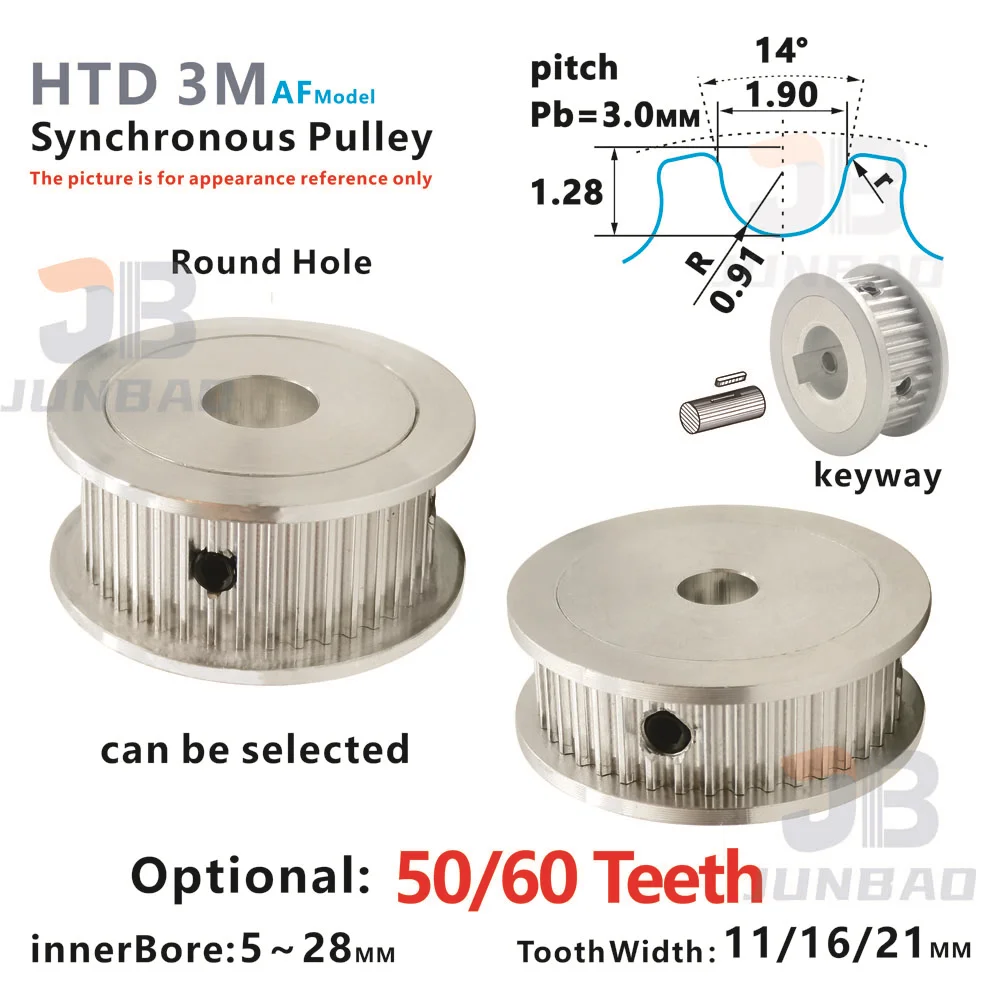 HTD 3M AF Type 50 60 Teeth Timing Synchronous Pulley width 10 15 21 MM Bore 5 To 28 MM Keyway 8 Driving member 3D printer parts