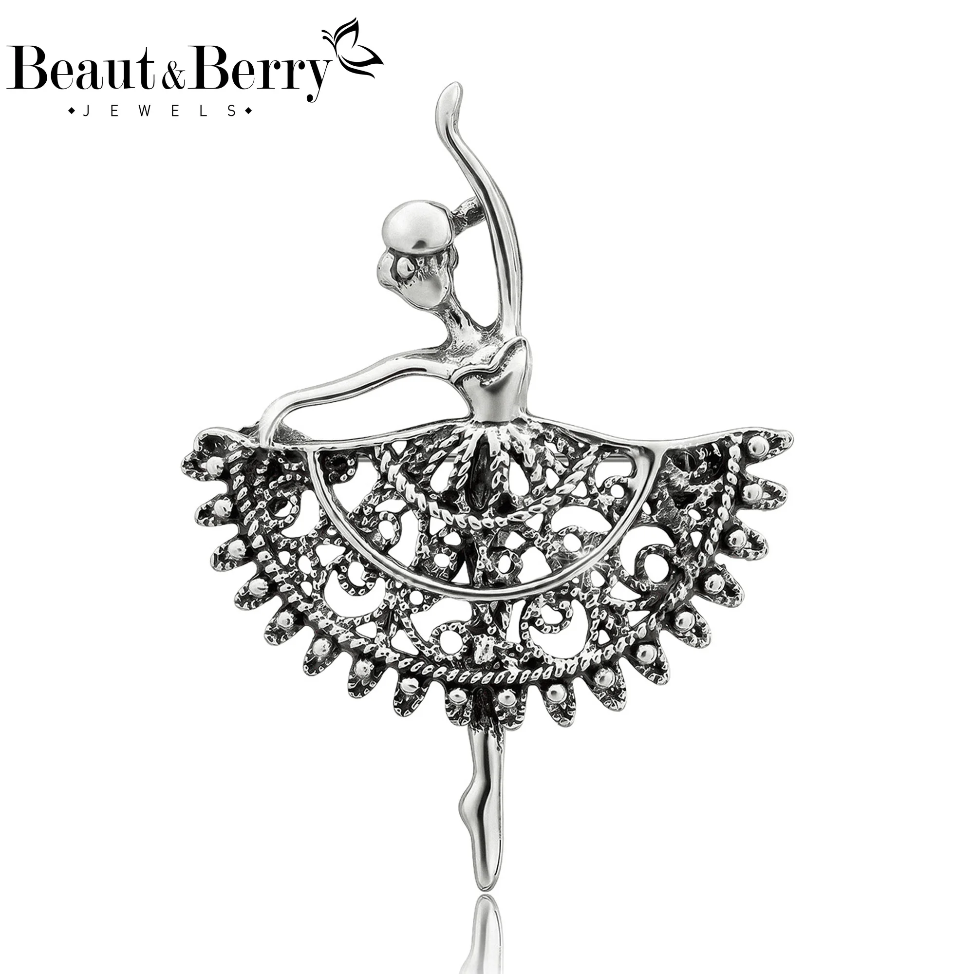 Beaut&Berry Trendy Metal Dancing Girl Brooches for Women Unisex Figure Pins Casual Party Jewelry Accessories Gifts Decoration