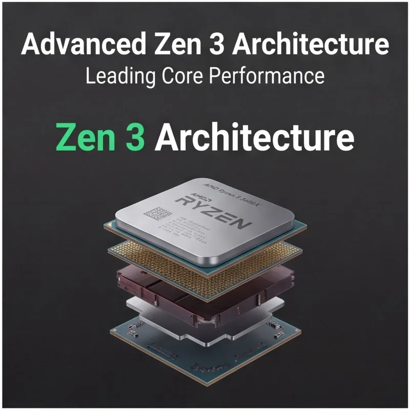 Streaming Workstation CPU Ryzen 5 5600X 6 Core 12 Thread 3.7GHz 7NM 65W 32MB Cache AM4 Socket Processor view 5