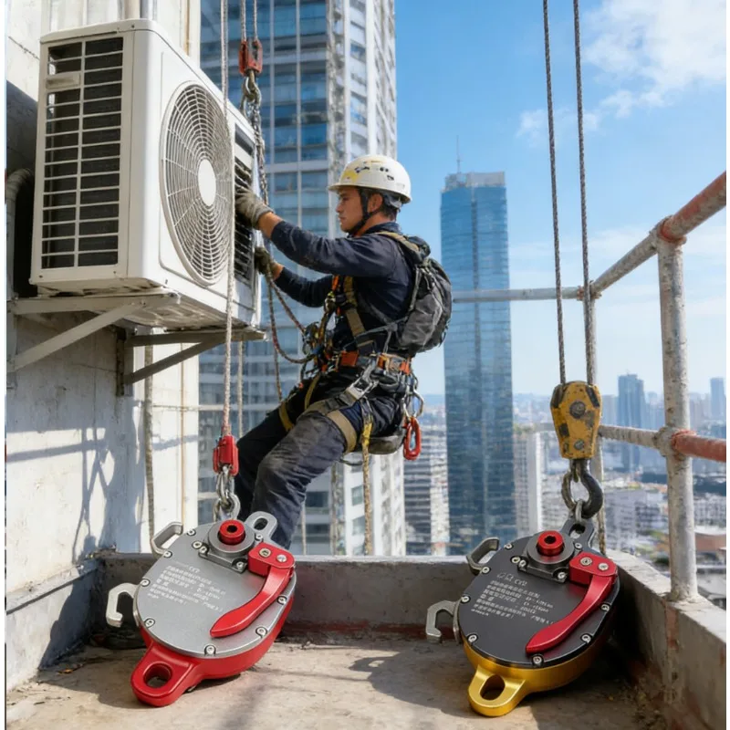 200KG Fall Arrester Manual Drill Drive Lifter Electric Hoist Pulley Rope Crawler