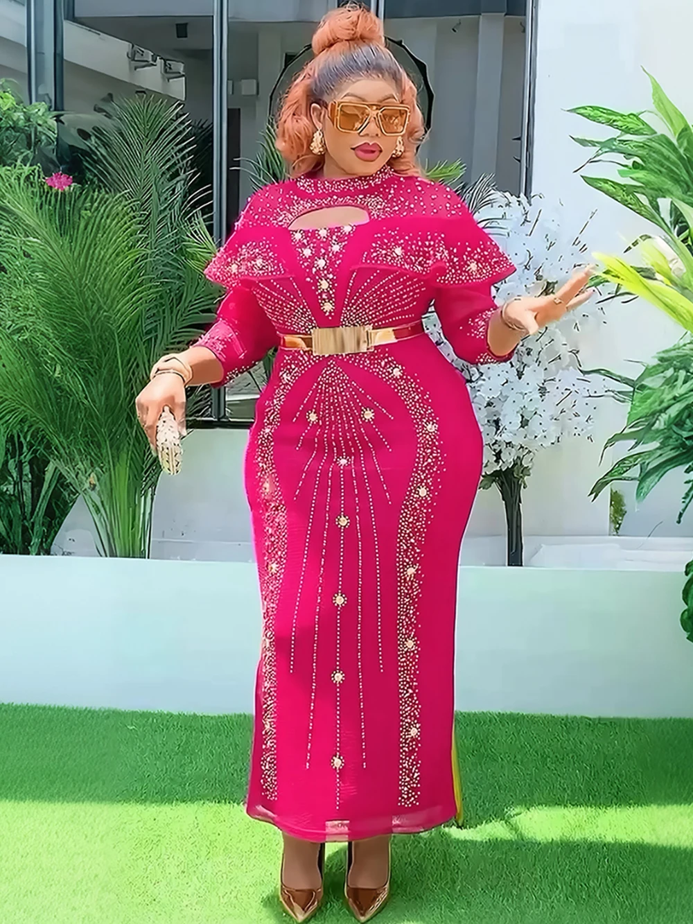 

Luxury Diamond Dresses For Women Elegant Wedding Party Evening Gown African Dashiki Outfits 2025 Birthday Dress Ladies Clothing