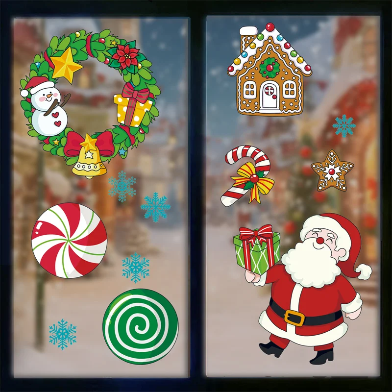 Funny Christmas Puzzle Stickers Cartoon Santa Claus DIY Decoration Toys Stickers Creative Wall Decoration Stickers Gifts