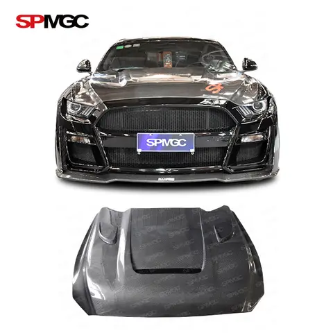 Cofano cofano motore anteriore in fibra di carbonio per cofano Mustang 2015-2017