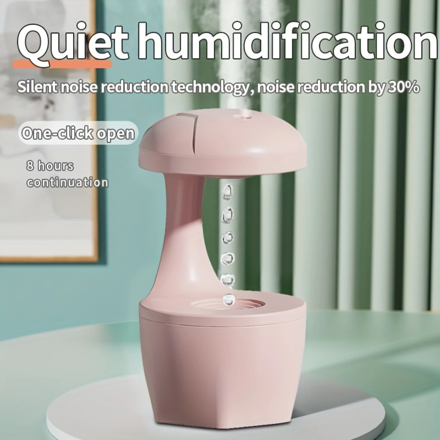Umidificador anti-gravidade, umidificador de fluxo reverso de gotas de água, pulverizador pequeno de nevoeiro de som silencioso para escritório, quarto, desktop