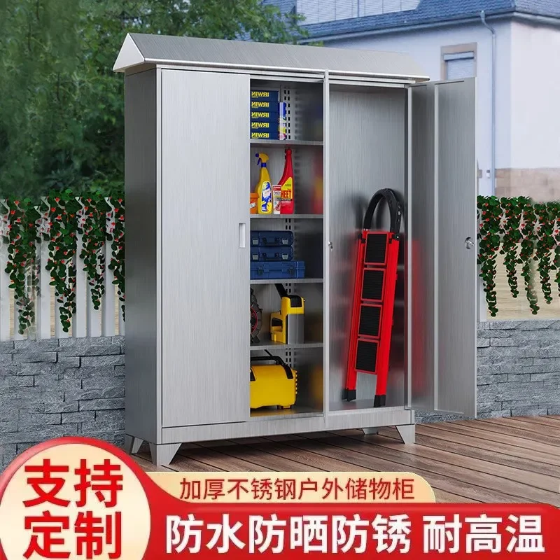 304 Stainless Steel Outdoor Locker Garden Tool Cabinet Waterproof Balcony Sunscreen Cleaning Storage Mop Cabinet