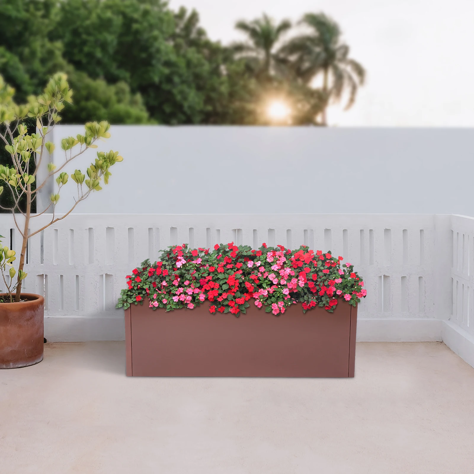 

Brown Rectangular Planter Box(User-Friendly) - 17.8Lbs Heavy-Duty Structure&Anti-Tipping Splicing Seams&Excessive Water Drainage