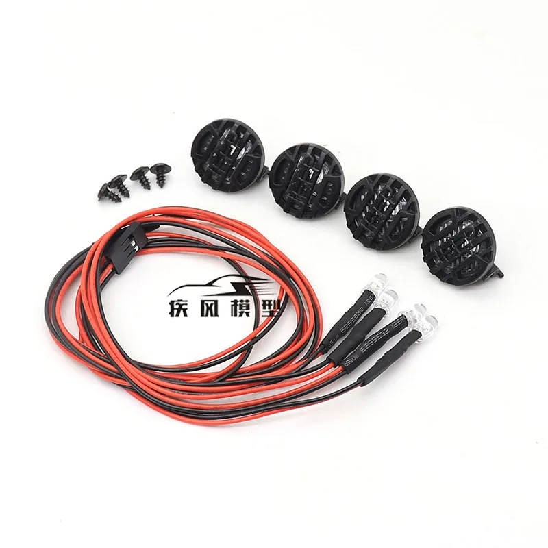 RC Car 4 Round LED Shade for 1:10 RC Tracked Axial SCX10 90046 TRX4 Tamiya CC01 D90 TF2 MST HPI 90053 90028 RR10