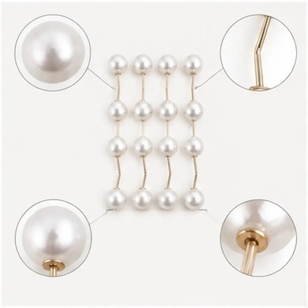 8Pcs Elegant Bead Decorated Brooch Pins Minimalist Style Discreet Wardrobe Malfunction Prevention for Women Shirts Dresses