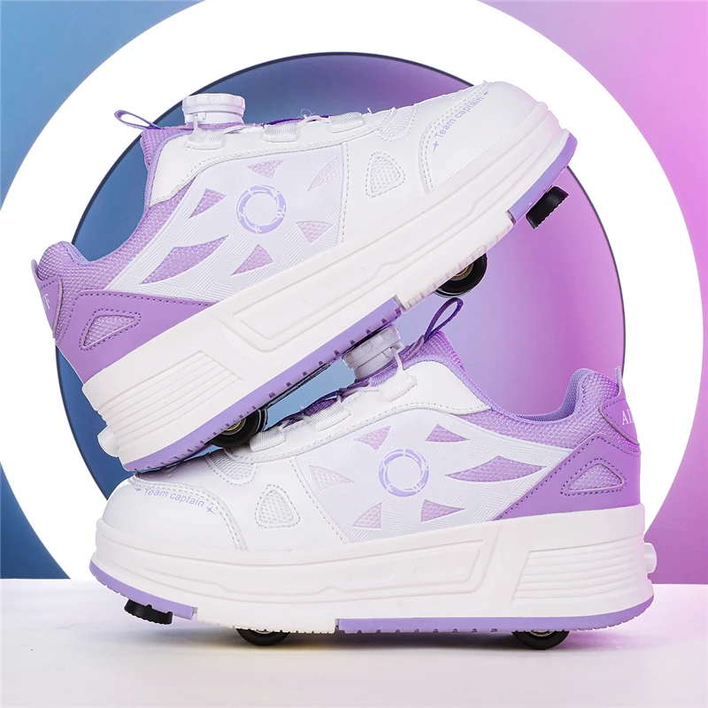 Children Roller Shoes Deformation With 4 Wheels High Quality Fashion Youth Sneakers Semi Professional Parkour Urban Skate Shoes