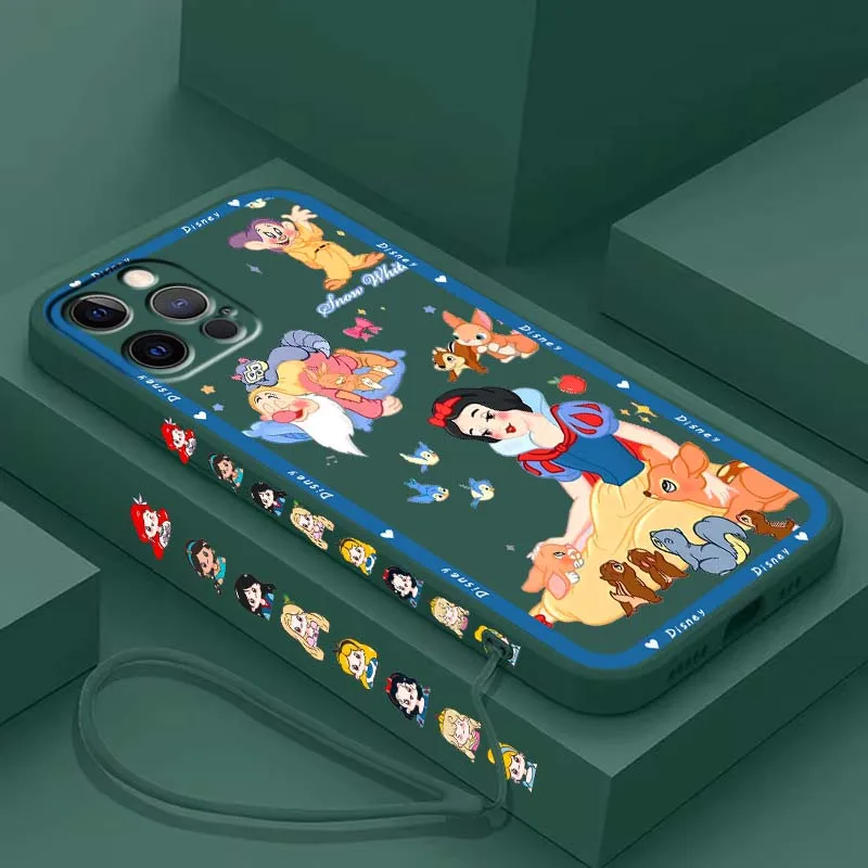 

Disney Snow White Princess For Apple iPhone 17 16 15 14 13 12 XR XS X Pro Max Plus Liquid Left Rope Soft Cover Phone Case