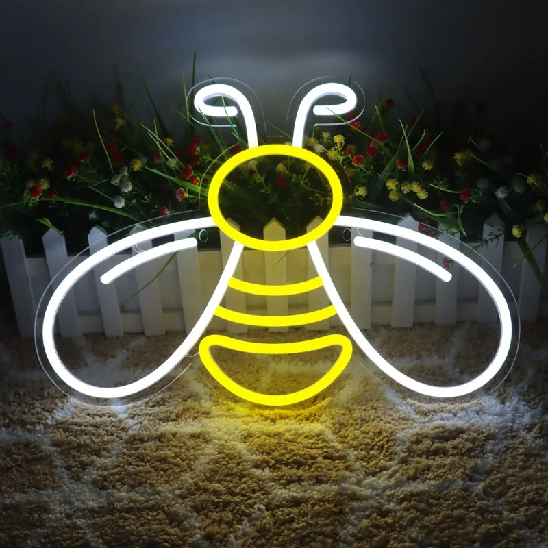 Cute Honey Bee LED Neon Light Sign Acrylic Neon Sign USB Dimmer Switch For Home Kids Bedroom Gaming Room Wall Decor Night Light