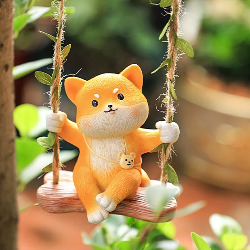 Creative Resin Flower Pot Pendant Lovely Panda Koala Shiba Inu Cartoon Animal Gardening Decoration for Outdoor Balcony