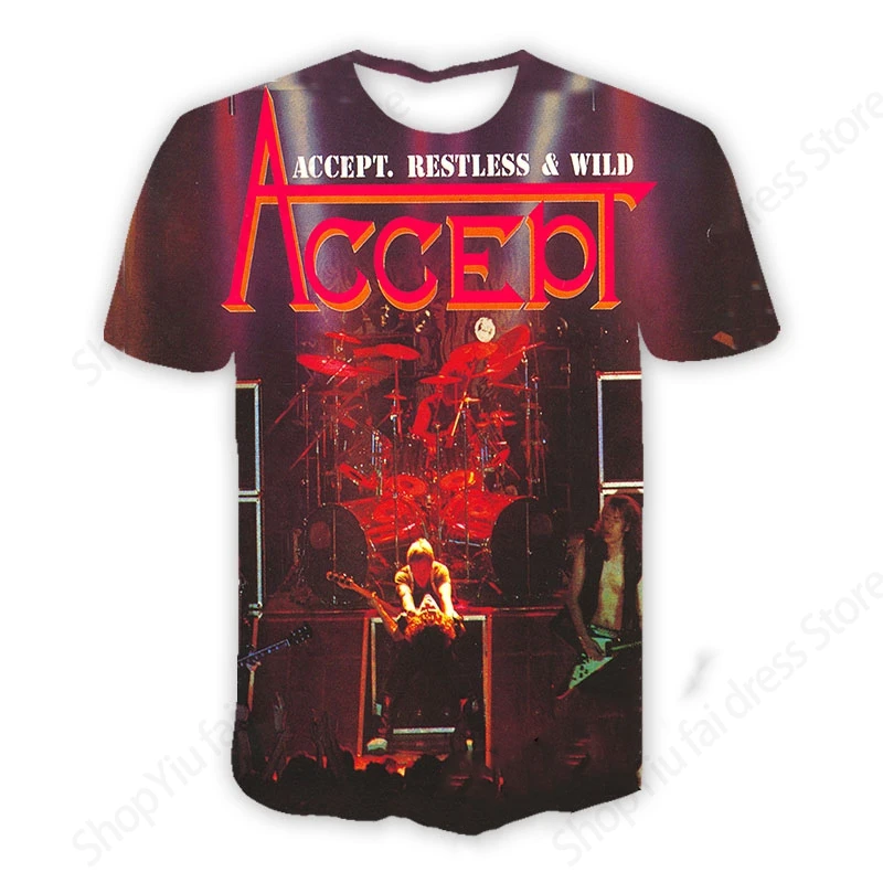 روك باند قبول ثلاثية الأبعاد قميص مطبوع الرجال النساء تي شيرت الهيب هوب بلايز تيز الاطفال تي شيرت الرجال جديد الثقيلة المعادن قمة الموسيقى الراب الملابس #2