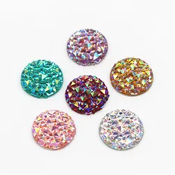 50PCS 14mm Mixed Shiny AB Resin Rhinestone Round Flatback Cabochon Stone DIY Jewelry/Craft Decoration Accessories