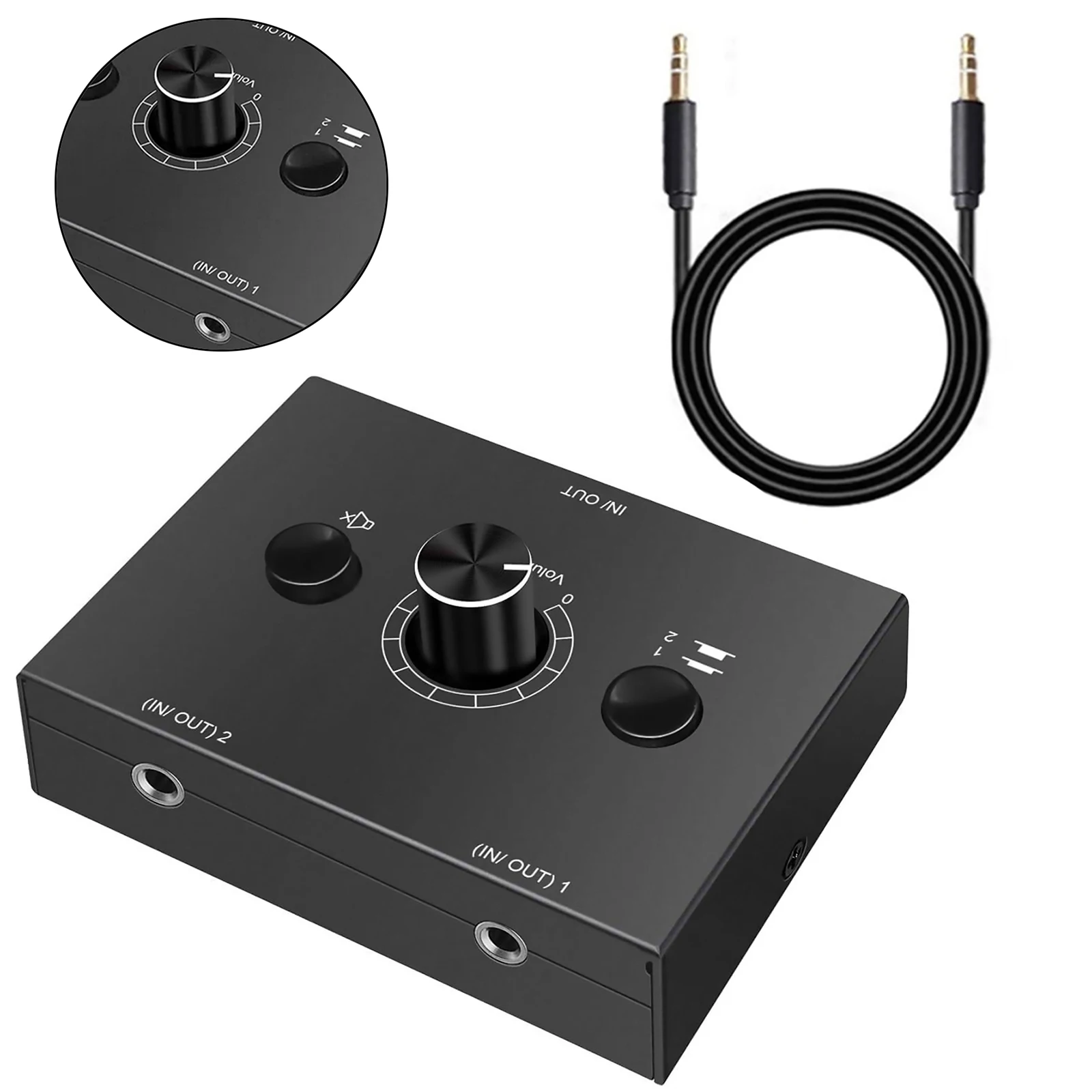 2 Way 3.5mm Stereo Audio Switcher Selector Bi-Directional Stereo Audio Switch Splitter Box 2 in 1 out / 1 in 2 out 1x2 / 2x1