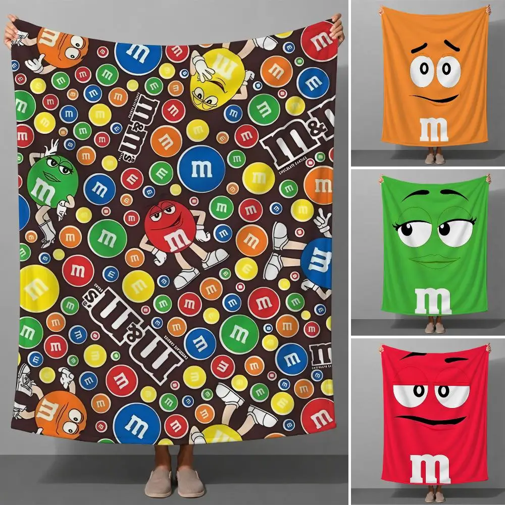 Candy M&M's Chocolate Candies Gift Throw Soft Flannel Throw Blanket for Couch Bed Sofa Warm Cozy Lightweight All Season