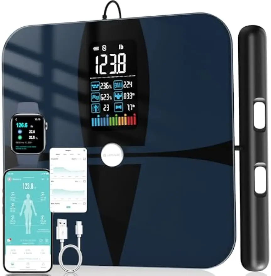 

Умные весы состава тела с 8-электродами, BMI и анализ жира, большой цветной дисплей