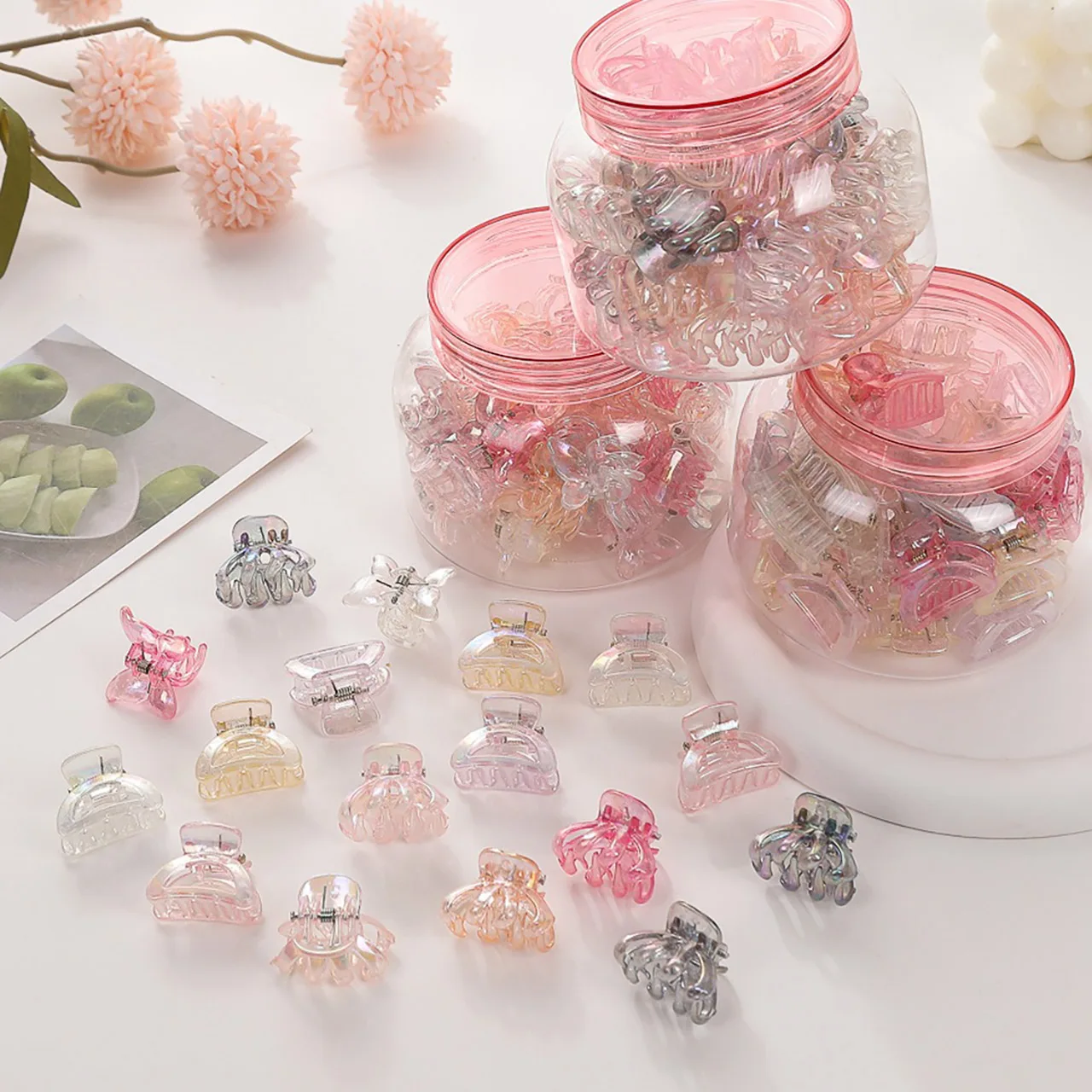 

36Pcs/box Transparent Colorful Plastic Small Grab Clips Children Mini Grippers Kids Hair Clip Baby Barrettes Hair Accessories