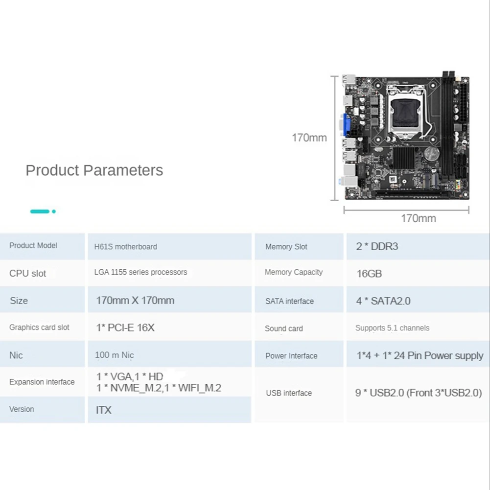 

H61S (H61) LGA1155 Motherboard+I3 2120 CPU+4G DDR3 1600Mhz RAM+Thermal Grease+SATA Cable+Baffle Support 2XDDR3 RAM SlotJAS