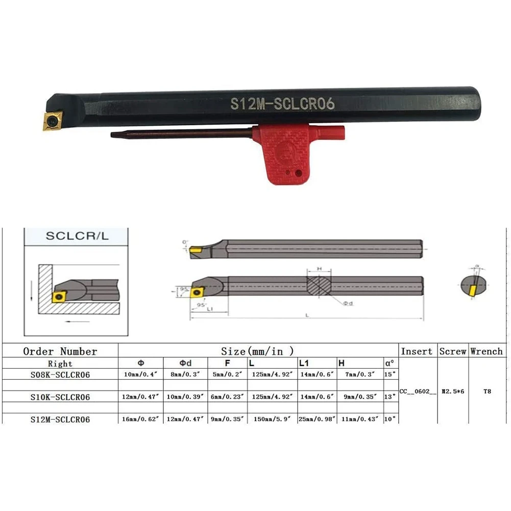 

95 Degree S08K/S10K/S12M-SCLCR06 Internal Turning Boring Bar CCMT060204 Carbide Inserts For Machining Steel Parts-ABQU