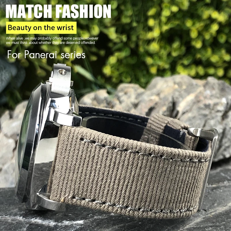 Soft Nylon Fabric Watchband for Panerai LUMINOR SUBMERSIBLE 24mm 26mm Gray Green Blue Breathable Canvas Watch Strap Free Tools