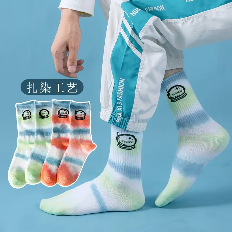 Couple In The Tube Socks Ins Trend Tie-dye High Socks Autumn And Winter Couple Sports Basketball Cotton Socks Hip-hop Skateboard