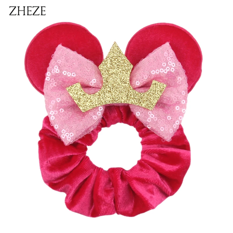 Nieuwe Disney Speelgoed Winkel Muis Oren Scrunchie Girls RopePonytail Elastic Velvet Hairband Autumn Winter DIY Hair Accessories